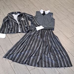 Wednesday Stylish Kids Striped Costume Set with Jacket